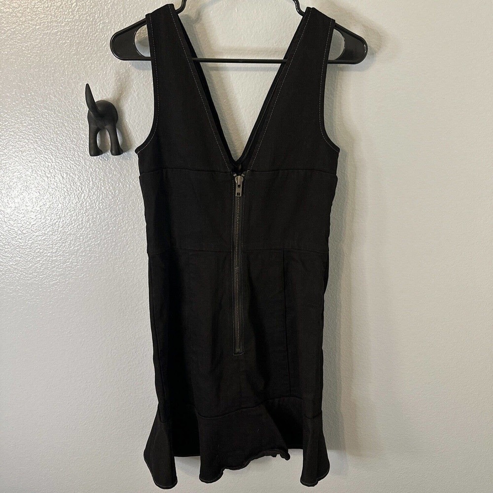 Rachel Zoe Sheath Dress 2 Black Sleeveless Pleated Ruffle‎ Hem Denim Bridget NEW - Picture 5 of 10